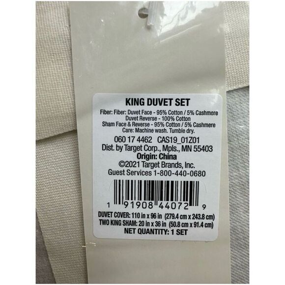 Casaluna Cashmere Blend Duvet Cover Set-King Light Grey - Picture 3 of 8